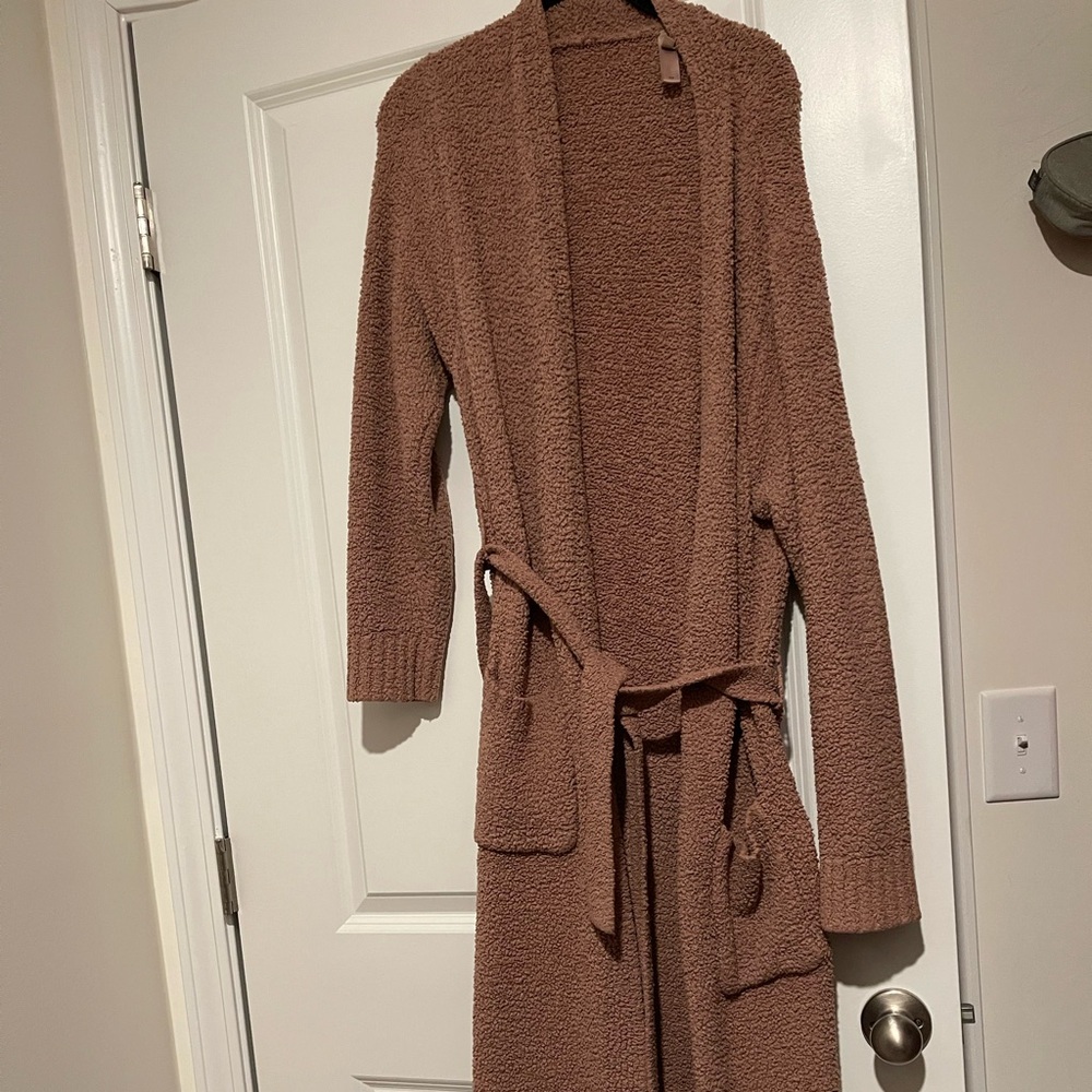 SKIMS Cozy Knit Boucle Long Robe Rose Clay Small Medium Plush Pink Mauve Blush
